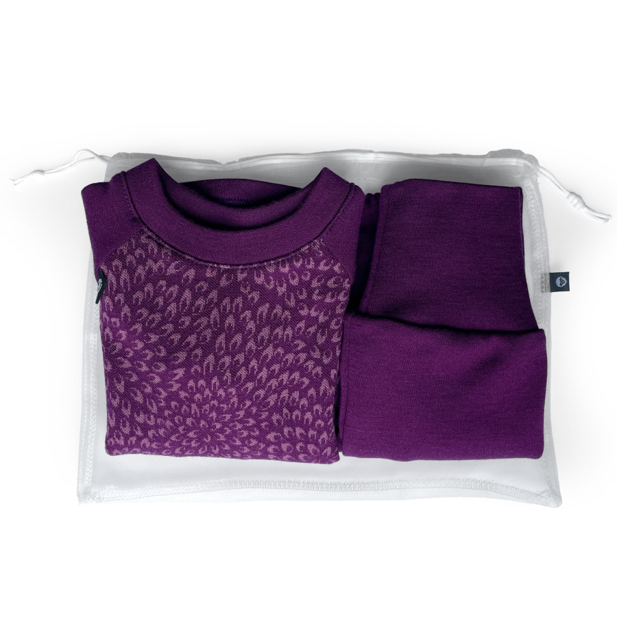 Rostoucí MERINO komplet Plum flower (9-24 měs.)