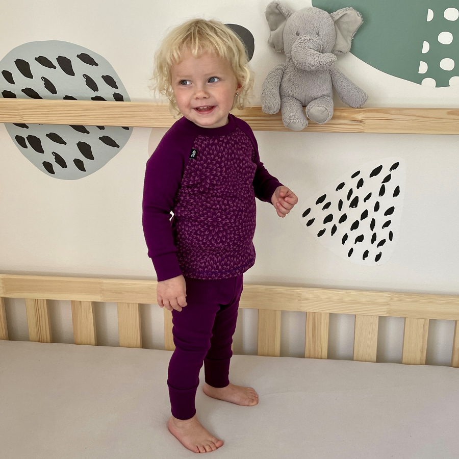 Rostoucí MERINO komplet Plum flower (9-24 měs.)