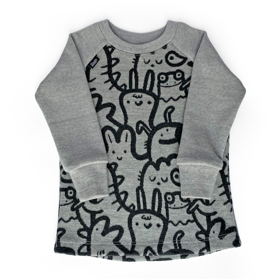 Rostoucí MERINO komplet Funny animals grey (9-24 měs.)